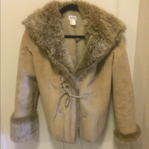 Embroidered Suede Hoodie Jacket.